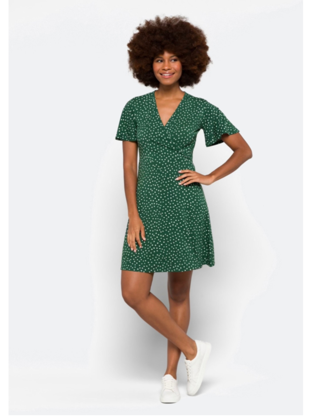 41 Hawthorn Elisse Knit Surplice Polka Dot Dress Green Size M - Picture 5 of 9